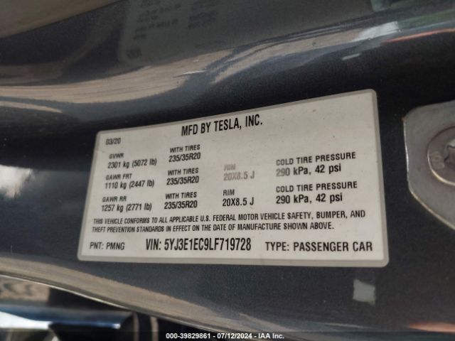 Photo 8 VIN: 5YJ3E1EC9LF719728 - TESLA MODEL 3 