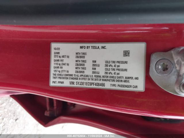 Photo 8 VIN: 5YJ3E1EC9PF408466 - TESLA MODEL 3 