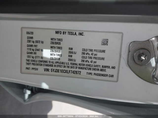 Photo 8 VIN: 5YJ3E1ECXLF742872 - TESLA MODEL 3 