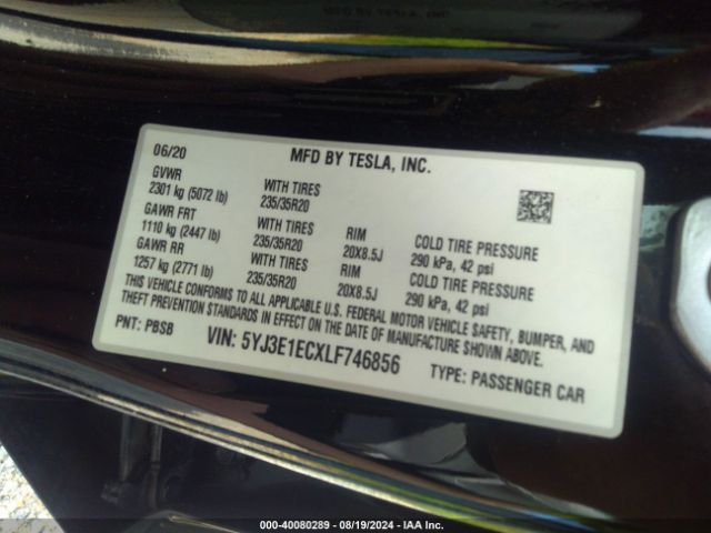 Photo 8 VIN: 5YJ3E1ECXLF746856 - TESLA MODEL 3 