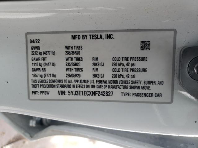 Photo 11 VIN: 5YJ3E1ECXNF242827 - TESLA MODEL 3 