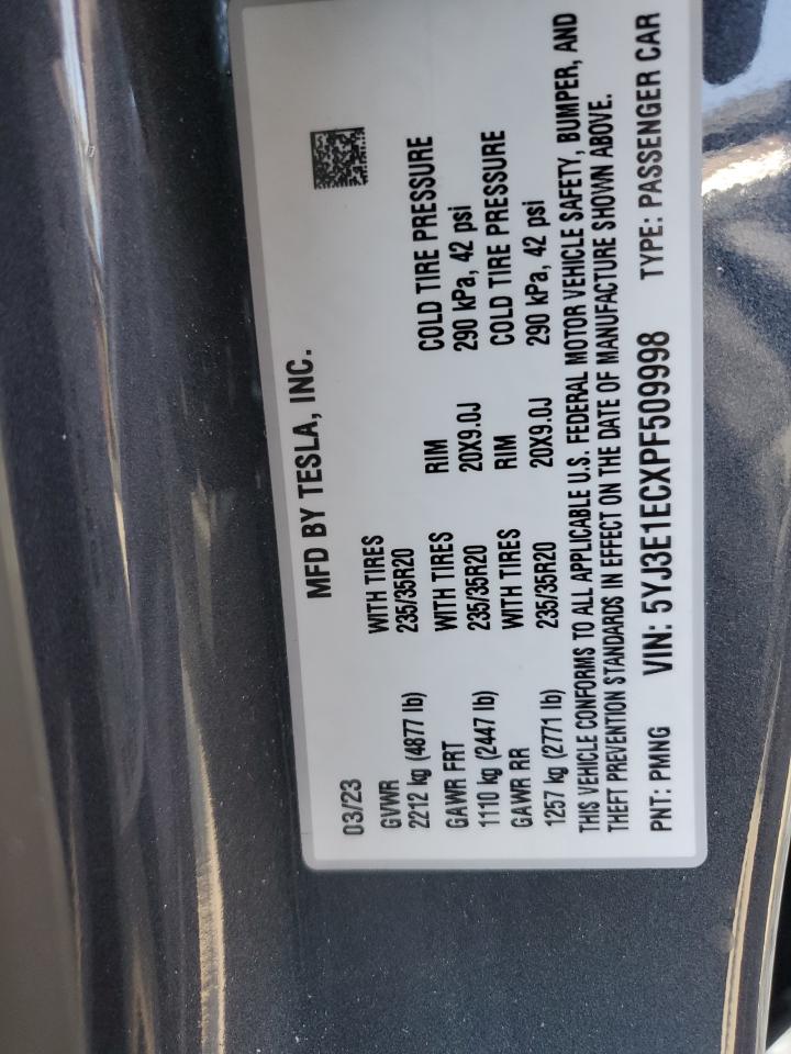 Photo 11 VIN: 5YJ3E1ECXPF509998 - TESLA MODEL 3 