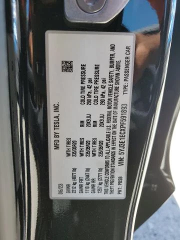 Photo 12 VIN: 5YJ3E1ECXPF591893 - TESLA MODEL 3 