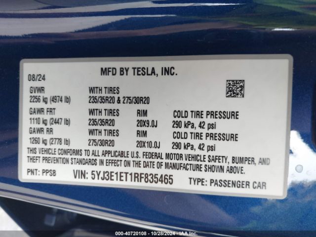 Photo 8 VIN: 5YJ3E1ET1RF835465 - TESLA MODEL 3 