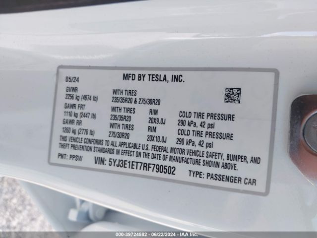 Photo 8 VIN: 5YJ3E1ET7RF790502 - TESLA MODEL 3 