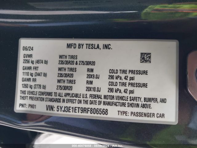 Photo 8 VIN: 5YJ3E1ET9RF806568 - TESLA MODEL 3 