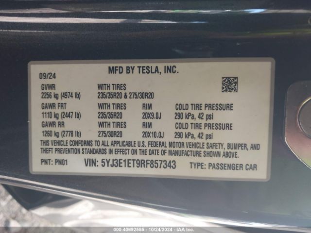 Photo 8 VIN: 5YJ3E1ET9RF857343 - TESLA MODEL 3 