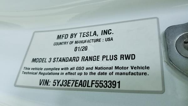 Photo 2 VIN: 5YJ3E7EA0LF553391 - TESLA MODEL 3 