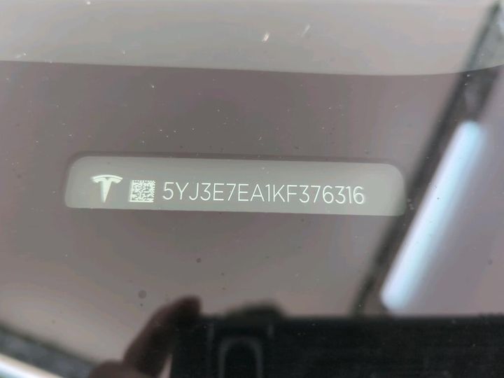 Photo 5 VIN: 5YJ3E7EA1KF376316 - TESLA MODEL 