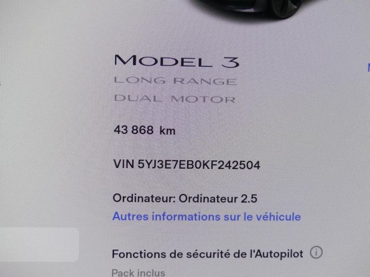 Photo 27 VIN: 5YJ3E7EB0KF242504 - TESLA MODEL 3 