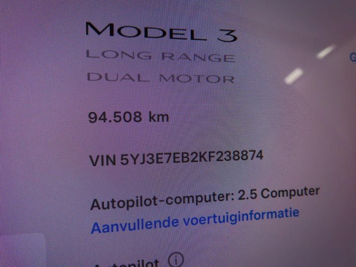 Photo 3 VIN: 5YJ3E7EB2KF238874 - TESLA MODEL 3 