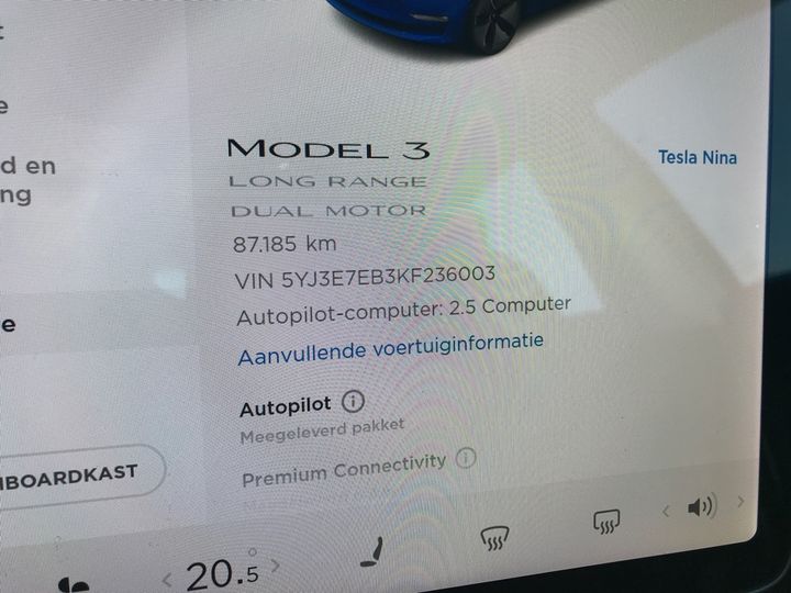 Photo 5 VIN: 5YJ3E7EB3KF236003 - TESLA MODEL 