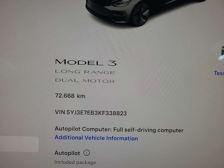 Photo 8 VIN: 5YJ3E7EB3KF338823 - TESLA MODEL 3 