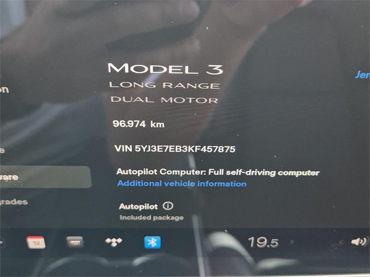 Photo 5 VIN: 5YJ3E7EB3KF457875 - TESLA MODEL 