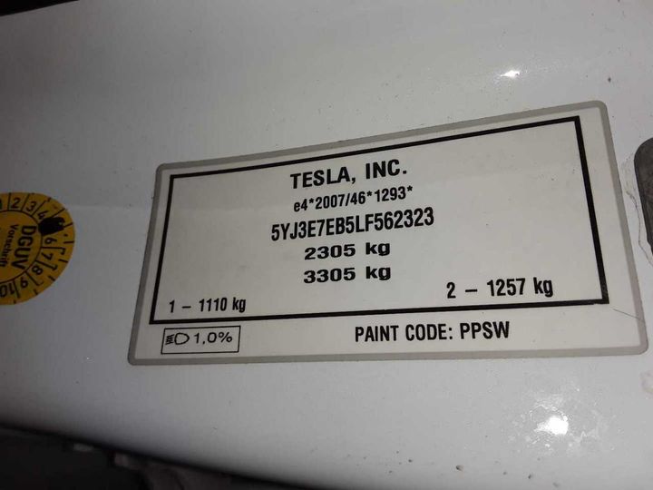 Photo 12 VIN: 5YJ3E7EB5LF562323 - TESLA MODEL 3 