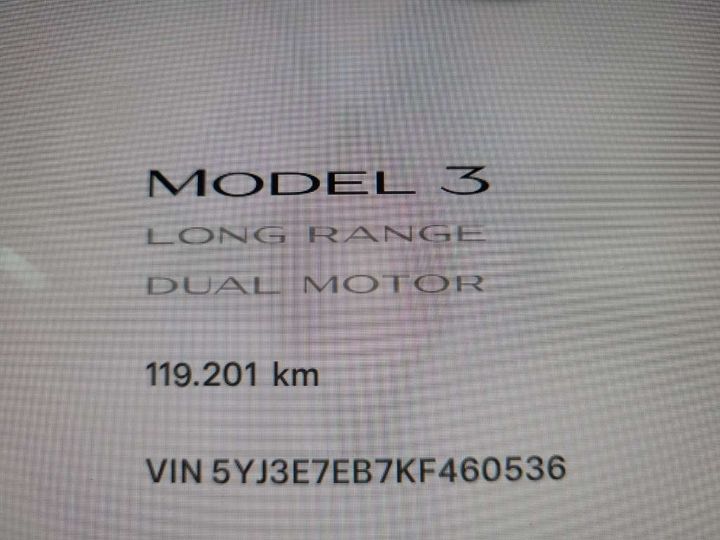 Photo 8 VIN: 5YJ3E7EB7KF460536 - TESLA MODEL 3 