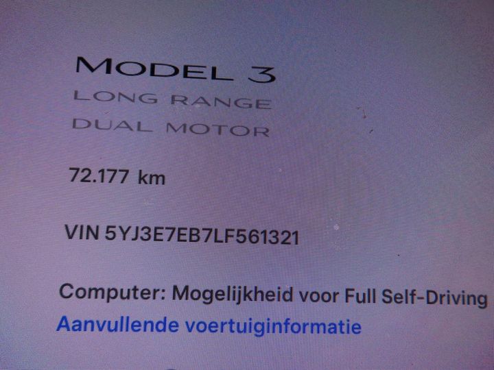 Photo 3 VIN: 5YJ3E7EB7LF561321 - TESLA MODEL 3 