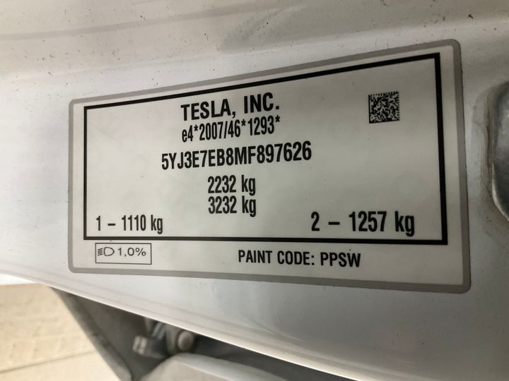 Photo 1 VIN: 5YJ3E7EB8MF897626 - TESLA MODEL 3 