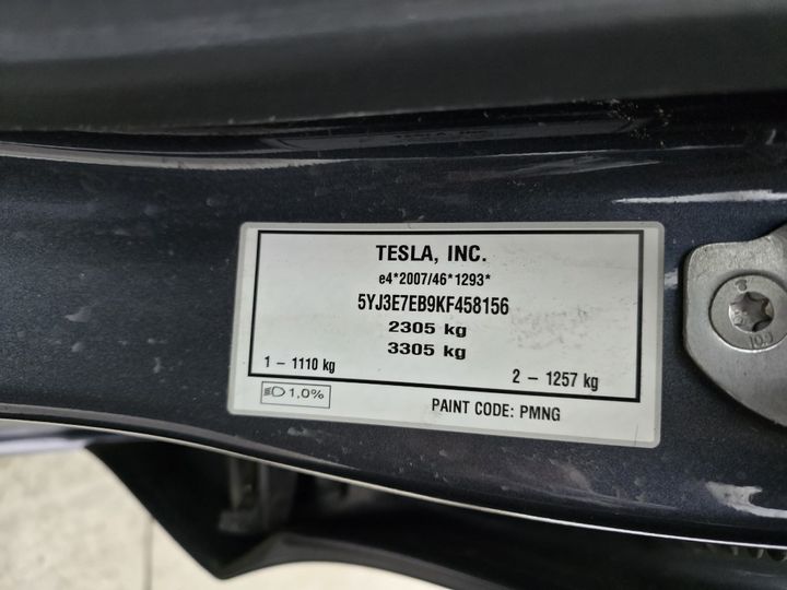 Photo 19 VIN: 5YJ3E7EB9KF458156 - TESLA MODEL 3 '18 BEV 