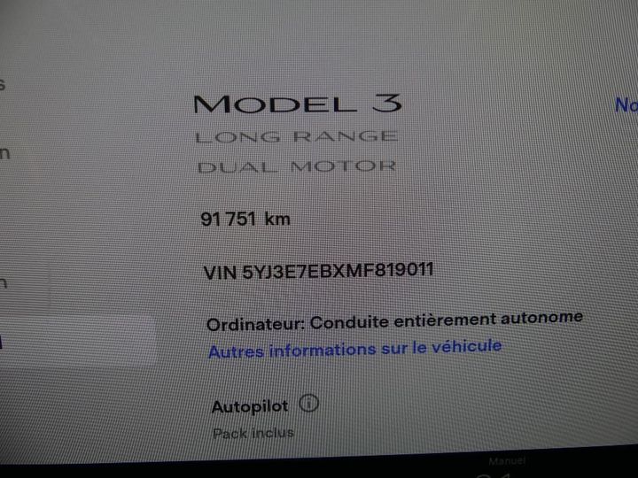 Photo 19 VIN: 5YJ3E7EBXMF819011 - TESLA MODEL 3 