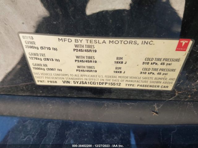 Photo 8 VIN: 5YJSA1CG1DFP15512 - TESLA MODEL S 