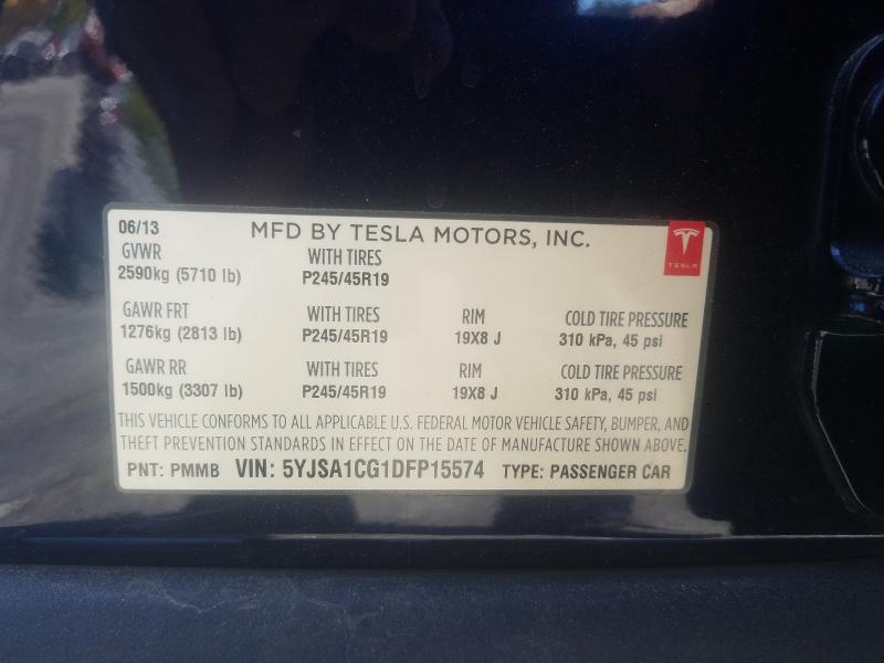 Photo 9 VIN: 5YJSA1CG1DFP15574 - TESLA MODEL S 