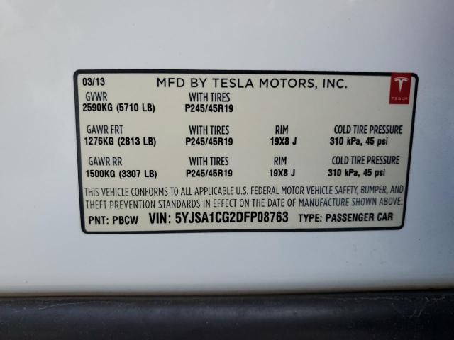 Photo 12 VIN: 5YJSA1CG2DFP08763 - TESLA MODEL S 