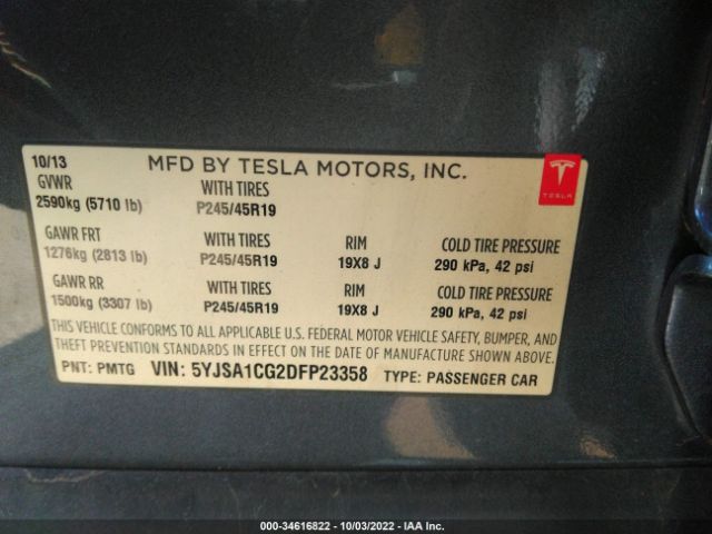 Photo 8 VIN: 5YJSA1CG2DFP23358 - TESLA MODEL S 