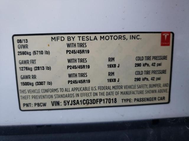 Photo 12 VIN: 5YJSA1CG3DFP17018 - TESLA MODEL S 