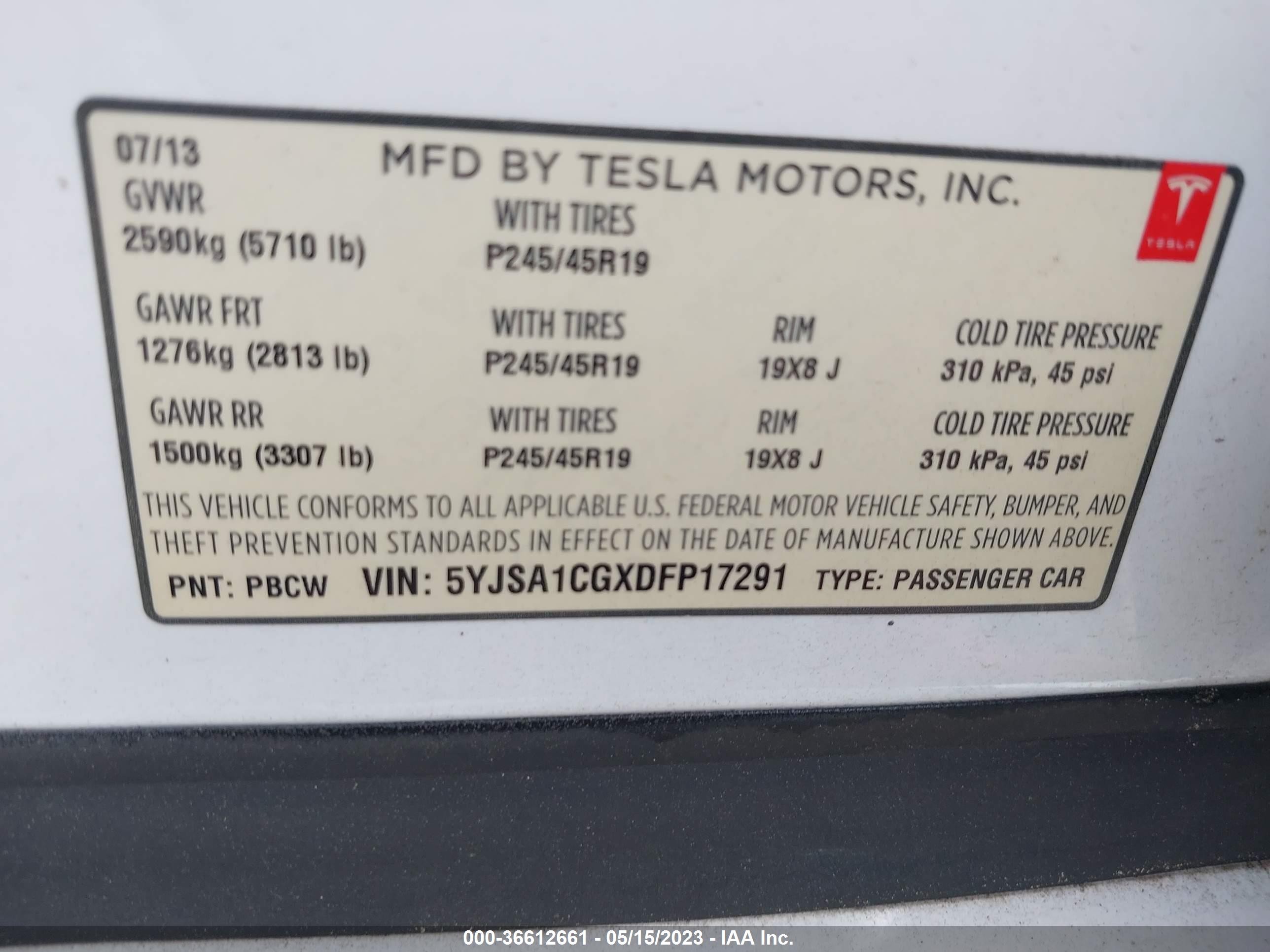 Photo 8 VIN: 5YJSA1CGXDFP17291 - TESLA MODEL S 