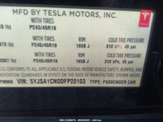 Photo 8 VIN: 5YJSA1CN0DFP20103 - TESLA MODEL S 