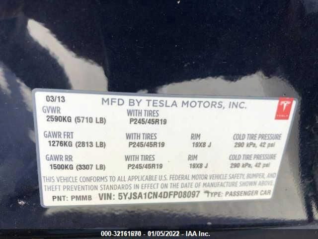 Photo 8 VIN: 5YJSA1CN4DFP08097 - TESLA MODEL S 