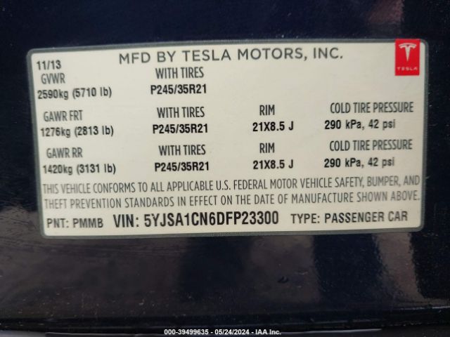 Photo 8 VIN: 5YJSA1CN6DFP23300 - TESLA MODEL S 