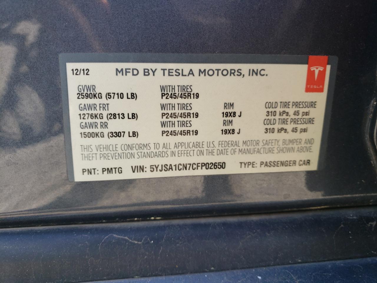 Photo 11 VIN: 5YJSA1CN7CFP02650 - TESLA MODEL S 