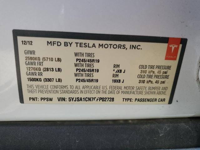 Photo 12 VIN: 5YJSA1CN7CFP02728 - TESLA MODEL S 