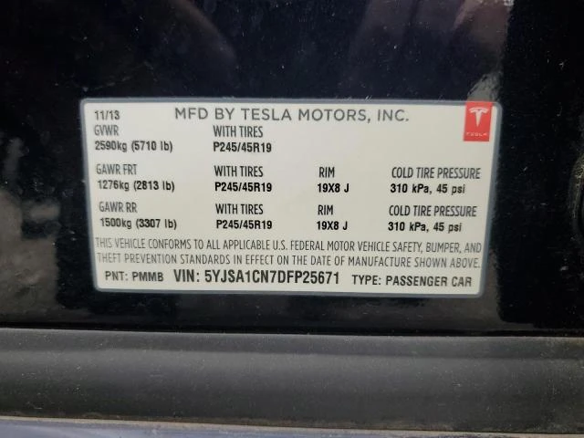 Photo 11 VIN: 5YJSA1CN7DFP25671 - TESLA MODEL S 