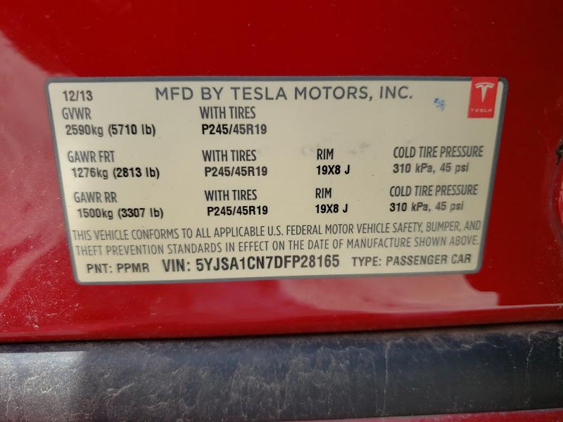 Photo 9 VIN: 5YJSA1CN7DFP28165 - TESLA MODEL S 