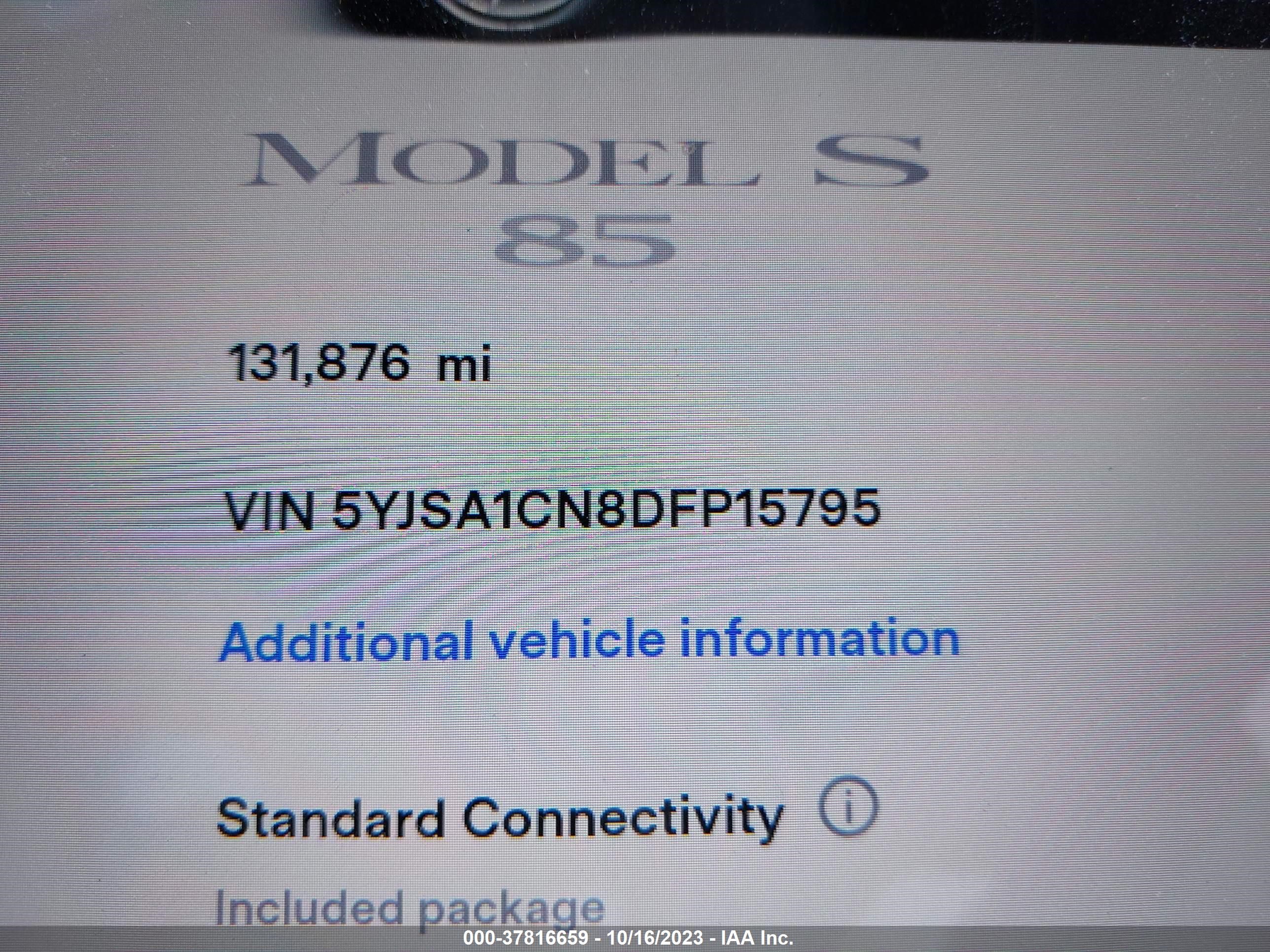 Photo 14 VIN: 5YJSA1CN8DFP15795 - TESLA MODEL S 