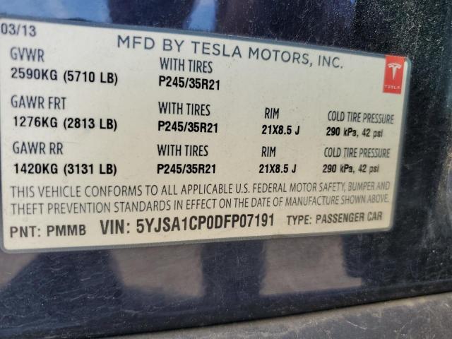 Photo 11 VIN: 5YJSA1CP0DFP07191 - TESLA MODEL S 