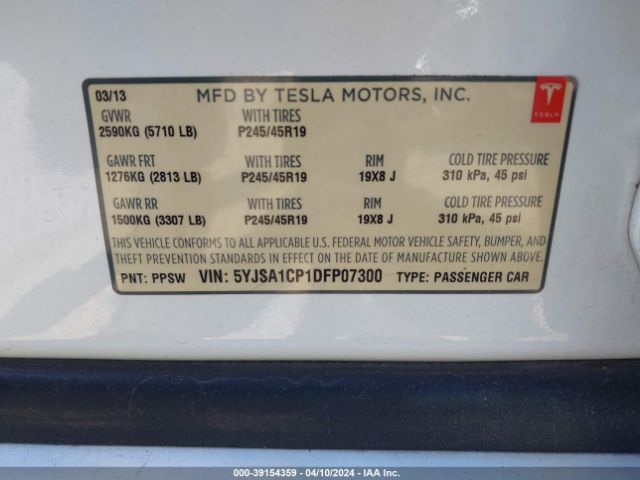 Photo 8 VIN: 5YJSA1CP1DFP07300 - TESLA MODEL S 