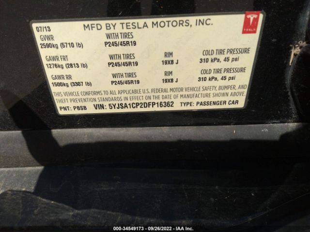 Photo 8 VIN: 5YJSA1CP2DFP16362 - TESLA MODEL S 