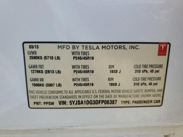 Photo 12 VIN: 5YJSA1DG3DFP06387 - TESLA MODEL S 