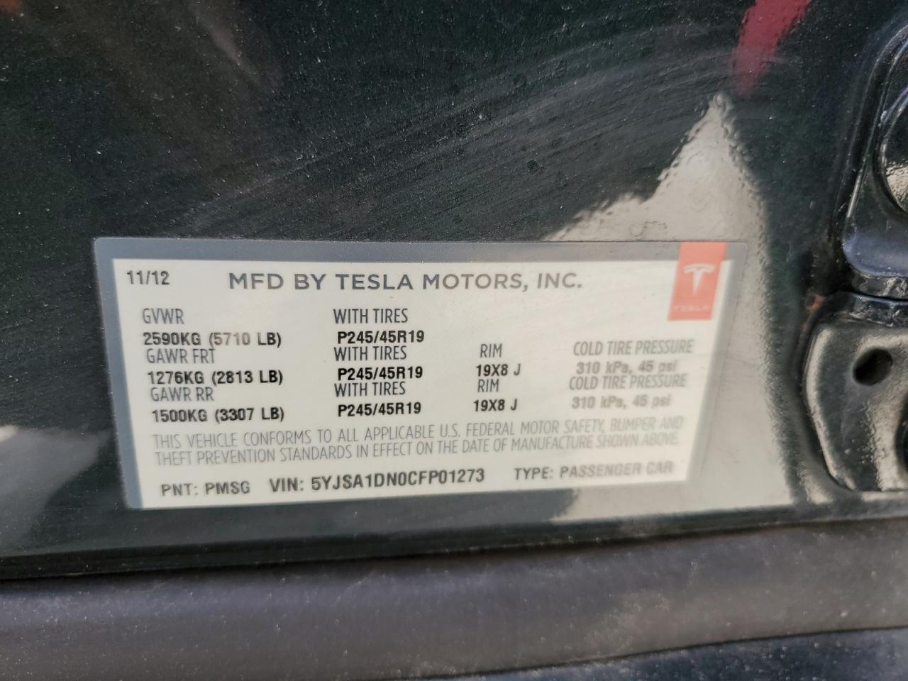 Photo 12 VIN: 5YJSA1DN0CFP01273 - TESLA MODEL S 