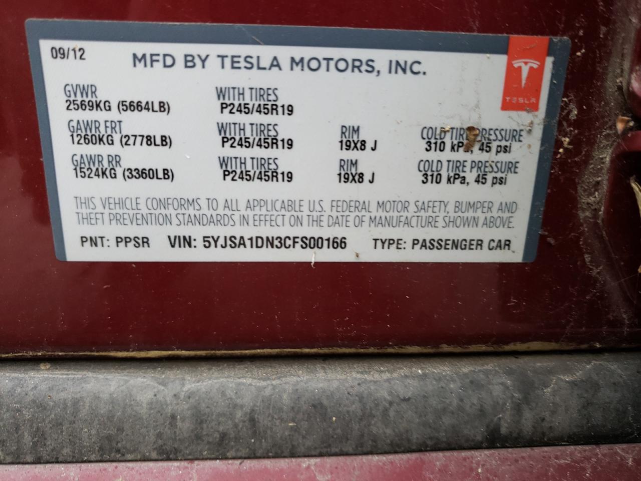 Photo 11 VIN: 5YJSA1DN3CFS00166 - TESLA MODEL S 