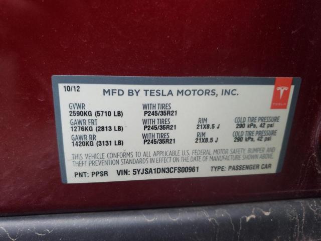 Photo 11 VIN: 5YJSA1DN3CFS00961 - TESLA MODEL S 