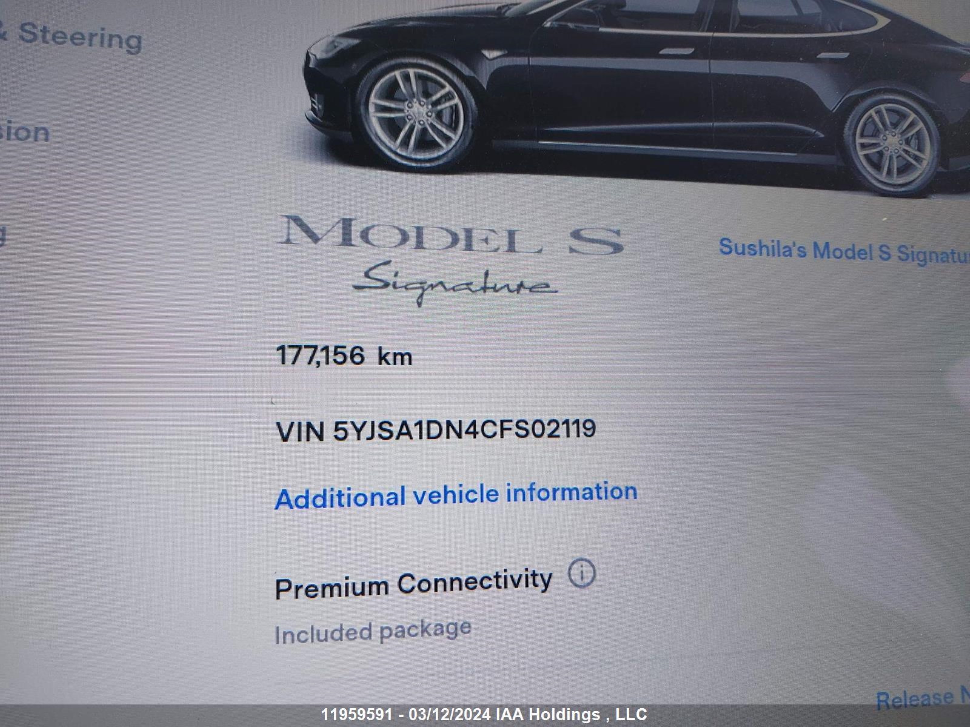 Photo 14 VIN: 5YJSA1DN4CFS02119 - TESLA MODEL S 