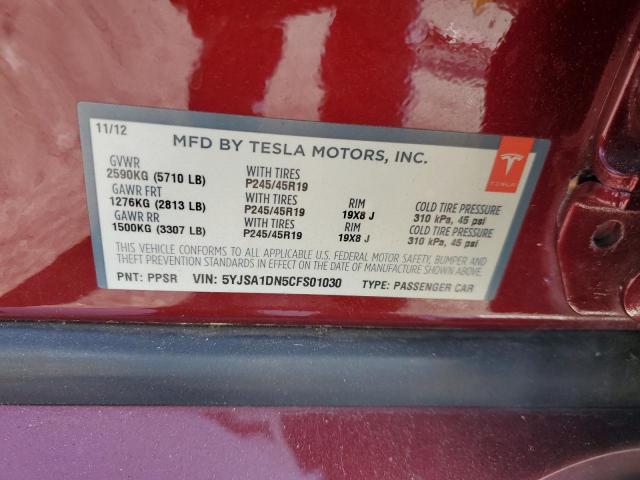 Photo 12 VIN: 5YJSA1DN5CFS01030 - TESLA MODEL S 