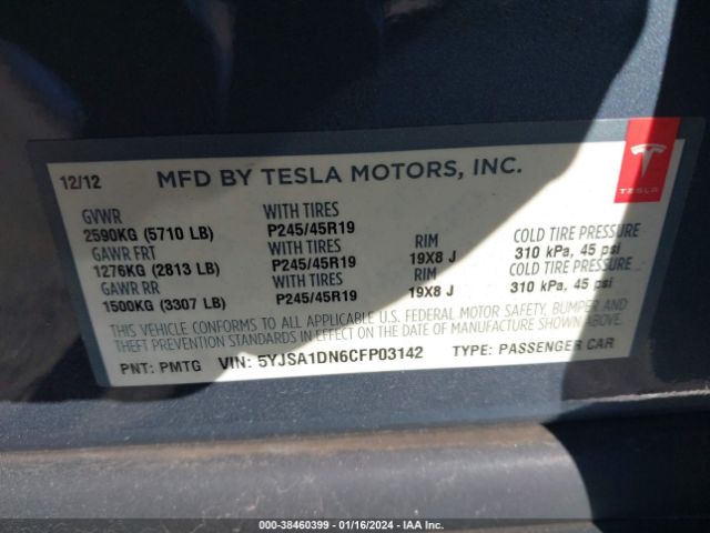 Photo 8 VIN: 5YJSA1DN6CFP03142 - TESLA MODEL S 