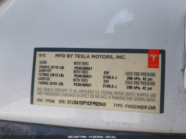 Photo 8 VIN: 5YJSA1DP1CFP02949 - TESLA MODEL S 