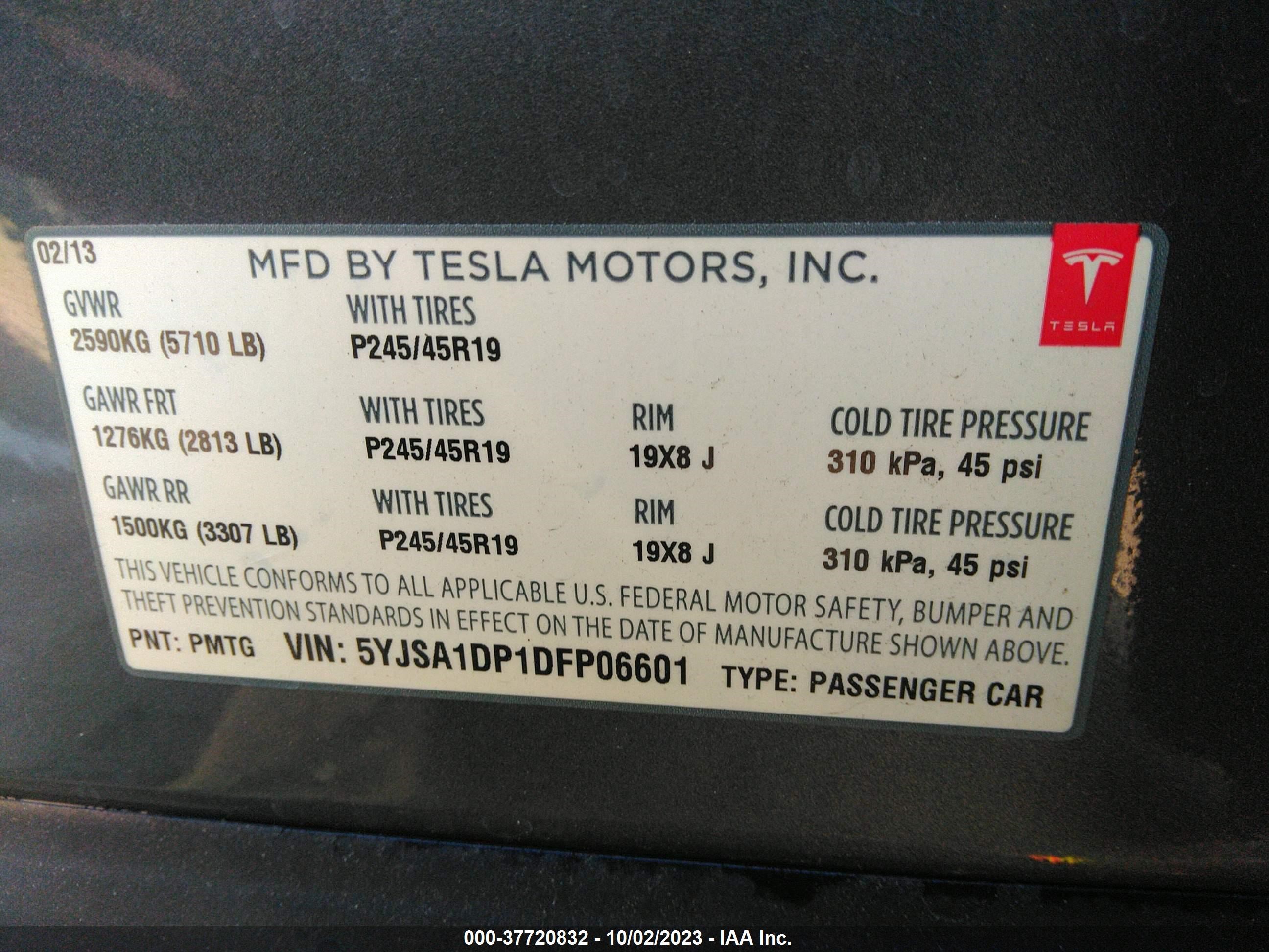 Photo 8 VIN: 5YJSA1DP1DFP06601 - TESLA MODEL S 